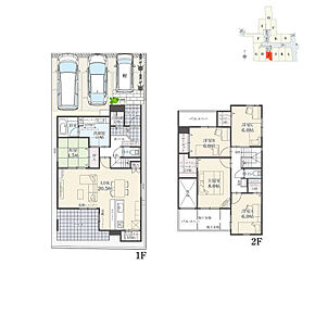 5LDK+3ウォークインクローゼット+玄関収納+パントリー+ランドリースペース
駐車3台可

2面バルコニーとテラス、吹抜のある開放的な住まいです！ 
