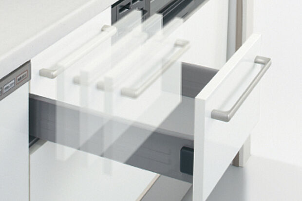 【【プルモーション】】開け閉めの際の衝撃を吸収しゆっくり閉まる安心なプルモーション機能を採用。