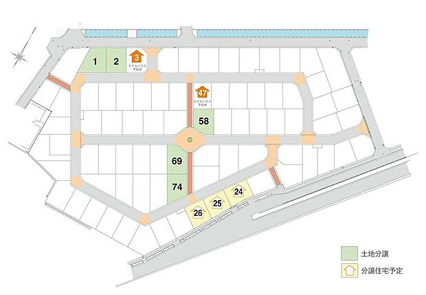 【全体区画図】5区画先行販売！建売住宅のほか、モデルハウスも建築予定です。ぜひ現地をご見学ください。