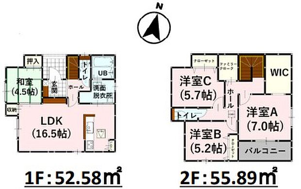 ■２号棟　間取り　32坪　4SLDK