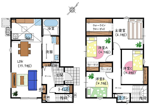 2号地：間取り
