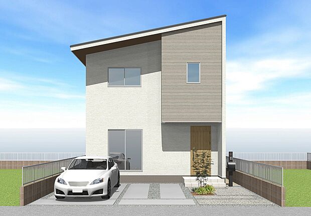 【◆建物プラン例/外観◆】3LDK+シューズインクローゼット+ウォークインクローゼット+バルコニー
土地面積:156.16m2(47.23坪)、建物面積:88.60m2(26.79坪)、建物価格:2065万円