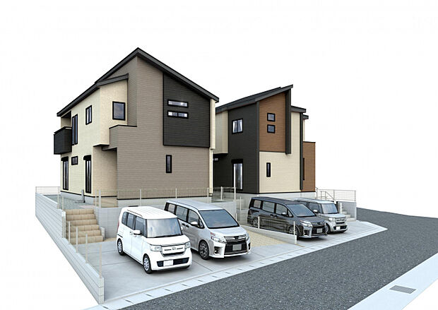 完成予想図　左2号棟・右1号棟※あくまでも予想図の為、変更される場合がございます。