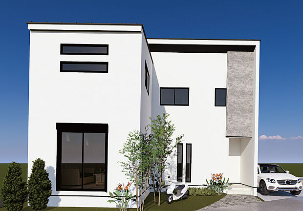 【【外観CG/3号地プラン例】】3LDKオール電化。敷地南側に庭があり、プール遊びやBBQなどアウトドアを楽しむことができるプランです。
玄関ホールに洗面所が隣接しており、帰宅後、手を洗ってからリビングに向かうことができます。
対面式キッチンを採用しており、調理中もリビングにいるご家族との会話が弾みます。
2階ホールに室内物干を備えており、雨の日などにも洗濯物を干すことができ、乾いた衣類は各洋室へサッと仕舞うことができる動線です。
車2台、並列駐車可能です。
(建物価格2219.03万円、建物面積91.91m2、3LDK)