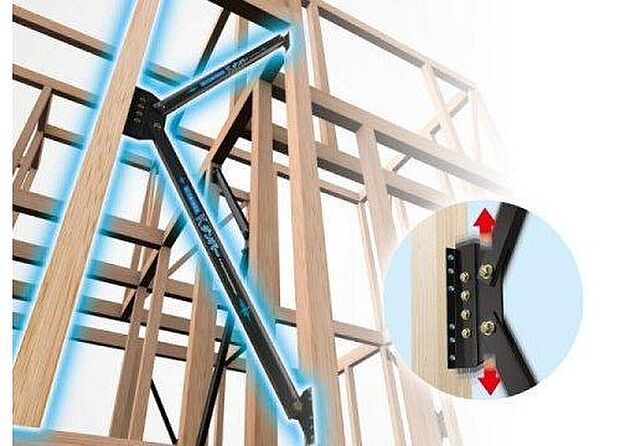 【制振装置:Kダンパー(IMA)】耐震、制震2つの性能を併せ持つ装置で、効率よく地震の揺れを抑える工夫がされている高性能ダンパーです。認定機関による厳しい試験や審査をクリアした国が認めた製品です。