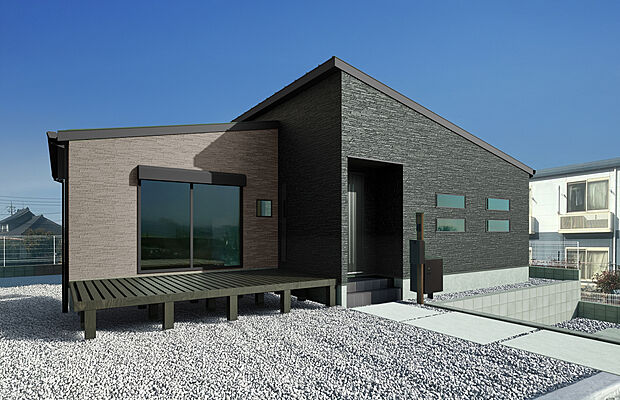 1号棟：外観完成イメージ　※現地写真パース合成したものです