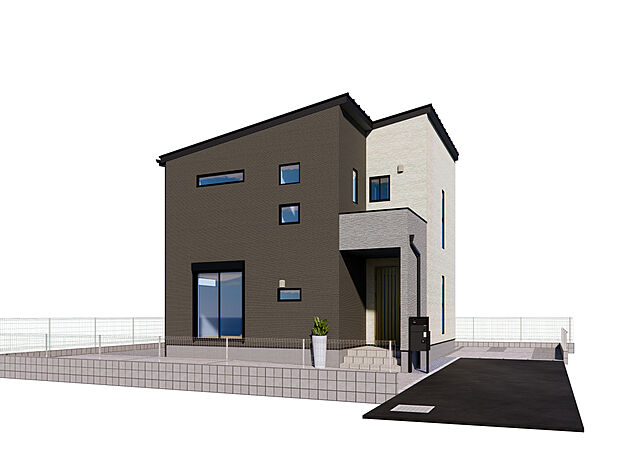 北本市本町4丁目8区画　6号棟　完成予想図
３色のコントラストがきれいな建物です。
