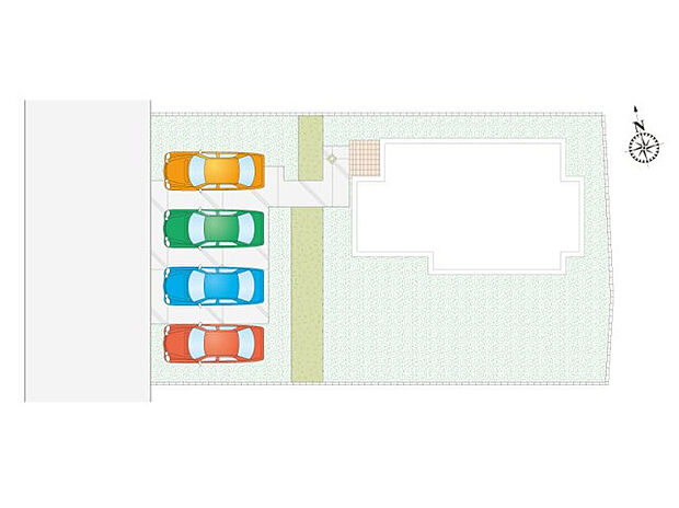 【4LDK】並列4台駐車可能！広々としたお庭と駐車スペースは様々なことにご活用いただけます。