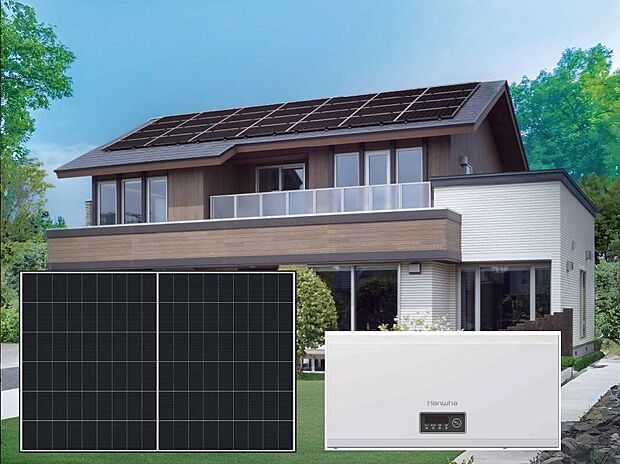 【太陽光発電システム：スマイルーフ】太陽光パネルが設置されております。電気代が節約でき、停電時にも電気が使えて安心！※パースは本物件とは関係ありません。
（電気の利用に際しては大阪ガス（株）との「スマイルーフ」契約並びに別途定める毎月の電気料金が必要となります。
本サービスは15年間となり、途中解約時には違約金が発生いたします。
※ご契約の際には「スマイルーフ約款」の内容を必ずご確認下さい。）