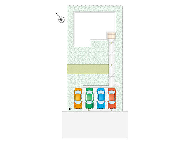 【4LDK】並列駐車4台+広々とした南庭付き!お庭でBBQやお子様用プールなど夢が広がりますね。