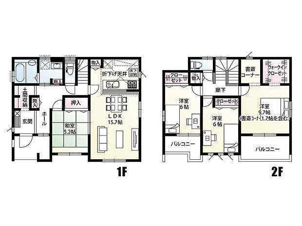 【4LDK】書斎コーナーがある間取り！リモートワークや趣味のスペースに大活躍です。