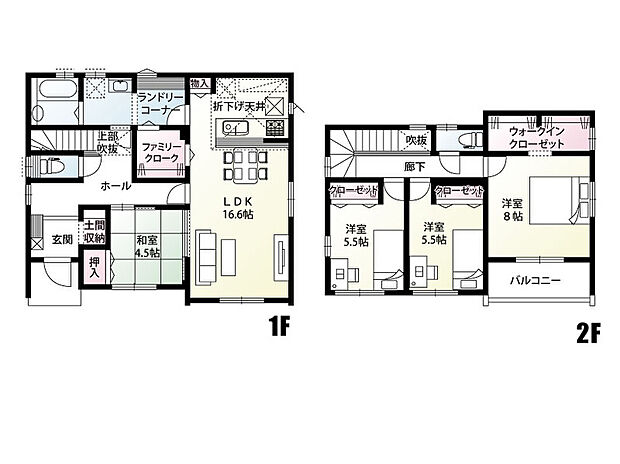 【4LDK】洗濯・乾燥・アイロンがけ・収納、が一カ所で完結するランドリーコーナー付き。お洗濯物を外に干したくない方や、花粉が気になる方にもオススメです。