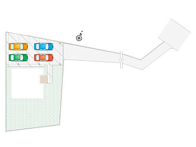 駐車4台可能！人気の「宅配BOX」付きの門柱がありますので、非対面かつ不在時の郵便物受け取りもラクラクです！ 