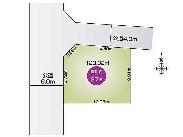 【【全体区画図】】北西角地で限定1区画！6ｍの公道に接道しています。
閑静な住宅地に立地し、陽当り良好です！