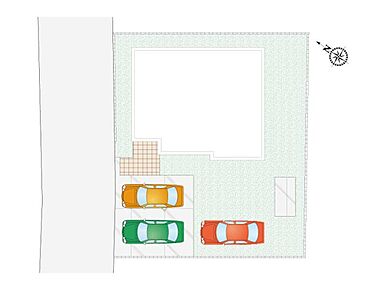 駐車スペース４台分確保。両親やご友人のお車を停めても余裕のある広さです。 