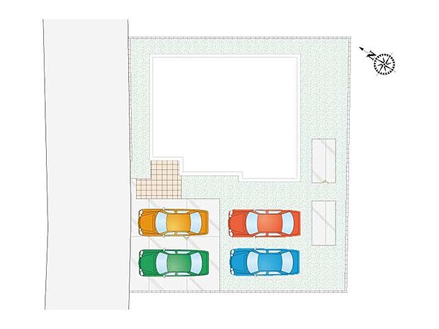 【4LDK】駐車スペース４台分確保。両親やご友人のお車を停めても余裕のある広さです。