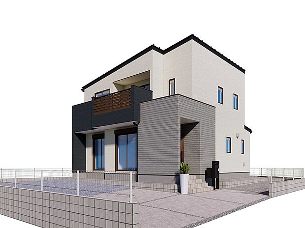 【【1号棟 完成イメージ】】3色のコントラストがお洒落で目を引く外観です。