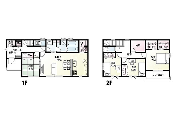 【4LDK+1S(納戸)】土間収納・パントリー・納戸を備えた収納豊富な間取りです!
対面式キッチンでは、家事をしながらご家族とのコミュニケーションを楽しめます♪
洗面室と脱衣室が分かれているため、家族が入浴中でも気兼ねなく身支度ができ、来客時にも安心して使用できます◎