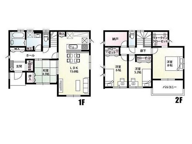 【4LDK】収納充実の4LDK。土間収納をはじめ納戸やウォークインクローゼットなど各種収納をご用意！和室はホールとLDKから出入り可能で、お子様の遊びスペースやご家族のくつろぎの場所など、色々な使い方が可能です。