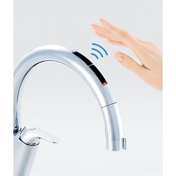 【LIXIL タッチレス水栓】センサーに手をかざすだけで水を出せます。