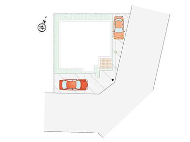 駐車2台可能！不在時の荷物の受け取りに便利な、宅配ボックス搭載門柱付き！ 