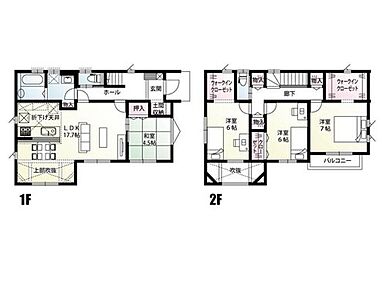欲しい場所に収納を設けている間取りとなっております。すっきりと綺麗なお部屋が実現できます。LDKと和室が続き間となっており、和室は多目的な使い方が可能です。リビング上部吹抜けで開放感があります。 