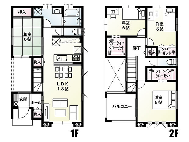 【4LDK】便利なタッチレス水栓・食洗機付き♪ウォークインクローゼット×2他、各種収納完備!住み心地の良いファミリー向け4LDK間取りプランです♪