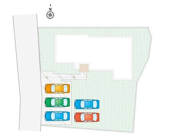 【3LDK】駐車5台以上可能+南庭付き!ご家族の増車や来客時も駐車スペースに困りません!ご友人を招いてお庭でBBQやお子様用プールを出したりと夢が広がりますね。