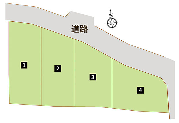 【【全体区画図】】周辺環境の整った全4区画の分譲地です！落ち着いた街並みが広がる、閑静な住宅街に位置しています。