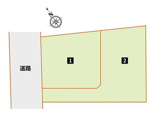 【【全体区画図】】西側9.1ｍの公道に接道しています。ゆとりある道幅で、お車の出し入れも落ち着いて行えます。