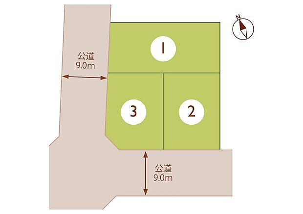 【【全体区画図】】歩道が整備されています。主要道路が近い便利な環境でありながら、安心してお過ごしいただける周辺環境が魅力です！