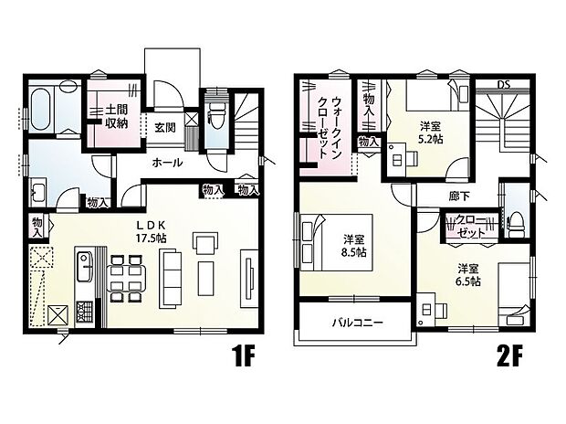【3LDK】家族の対話を育むリビング中心の工夫された間取り設計。広々とした室内空間と充実の収納で、すっきり暮らせる3LDK