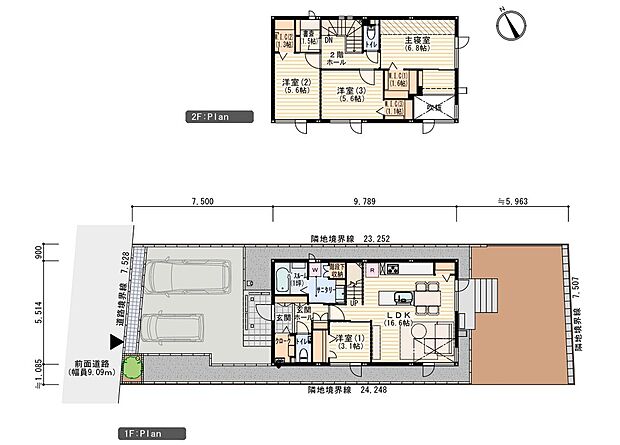 【4LDK+書斎】※プラン図は図面を基に描いておりますので実際と多少異なる場合があります。家具・小物・外構は価格に含まれます。洗濯機・冷蔵庫・車は価格に含まれません。