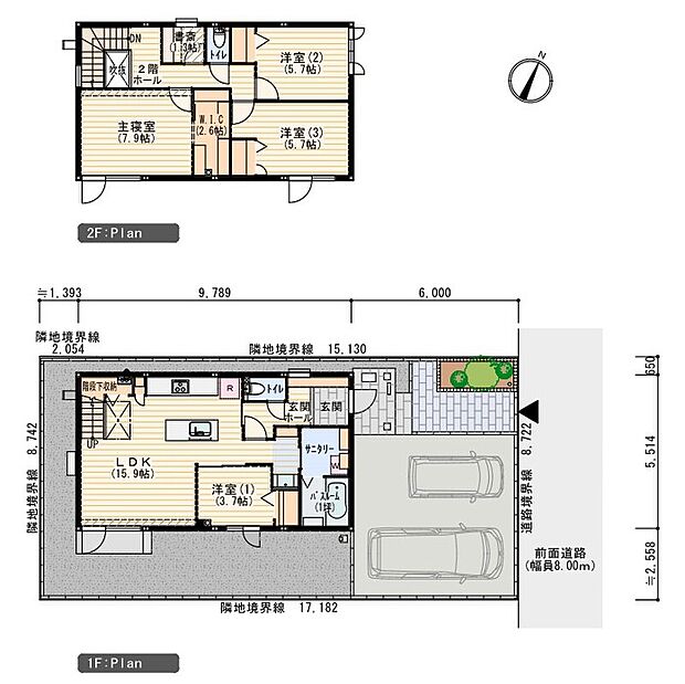 【4LDK＋S】※プラン図は図面を基に描いておりますので、実際と多少異なる場合があります。外構は価格に含まれます。洗濯機・冷蔵庫・車は価格に含まれません。