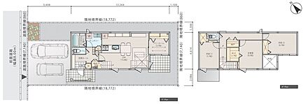 ※プラン図は図面を基に描いている為、実際と多少異なる場合があります。 家具類・外構は価格に含まれます。洗濯機・冷蔵庫・小物類・車は価格に含まれません。 