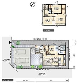※プラン図は図面を基に描いておりますので実際と多少異なる場合があります。家具、小物、外構は価格に含まれます。洗濯機・冷蔵庫・車は価格に含まれません。

延べ床面積：106.73m2(32.28坪)
ポーチ部分：2.65m2含む 