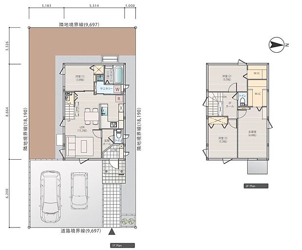 【4LDK】※プラン図は図面を基に描いておりますので実際と多少異なる場合があります。家具、小物、外構は価格に含まれます。洗濯機・冷蔵庫・車は価格に含まれません。