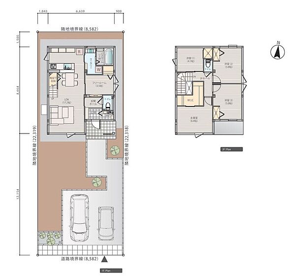 【5LDK】※プラン図は図面を基に描いている為、 実際と多少異なる場合があります。※家具類・小物類・外構は価格に含まれます。洗濯機・冷蔵庫・車は価格に含まれません。