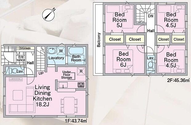 (１号棟)、価格4380万円、4LDK、土地面積91.11m2、建物面積89.1m2