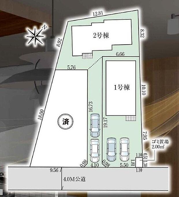 ☆全体区画図☆
カースペース2台可能です。
南東側道路に面し、陽当り良好です♪