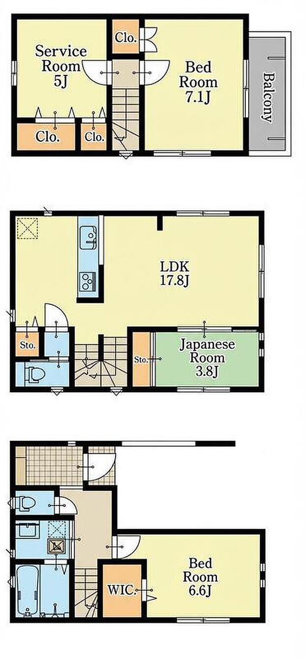 (2号棟)、価格7480万円、3LDK+S、土地面積61.6m2、建物面積109.98m2