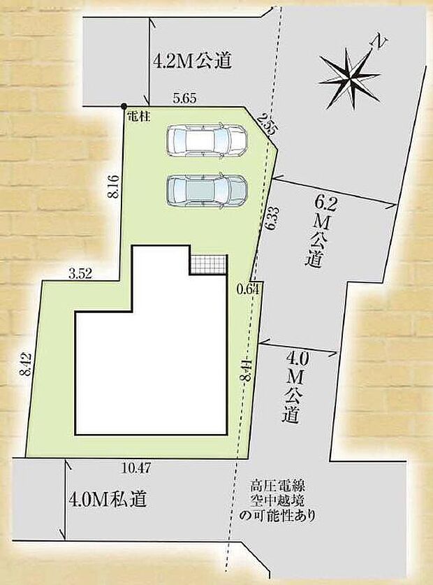 ☆全体区画図☆
カースペース並列2台可能です。
3方道路に面し、開放感があり、陽当り良好な立地です♪