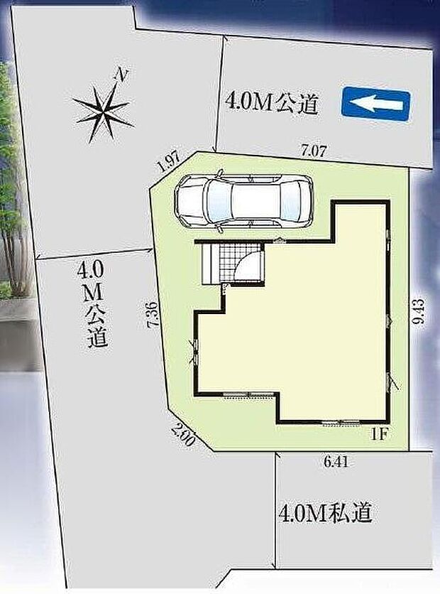 ☆全体区画図☆
カースペースございます。
３方道路に面しているため、採光・通風ともに良好です♪