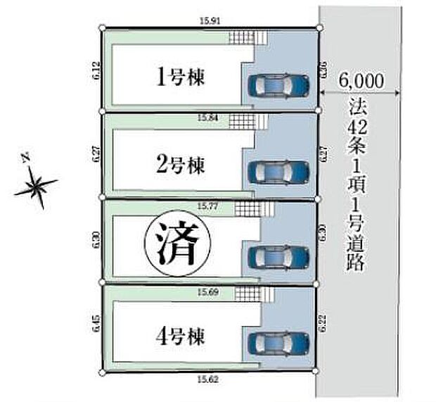 ☆全体区画図☆
カースペースございます。
駐輪スペースも確保できるゆとり♪