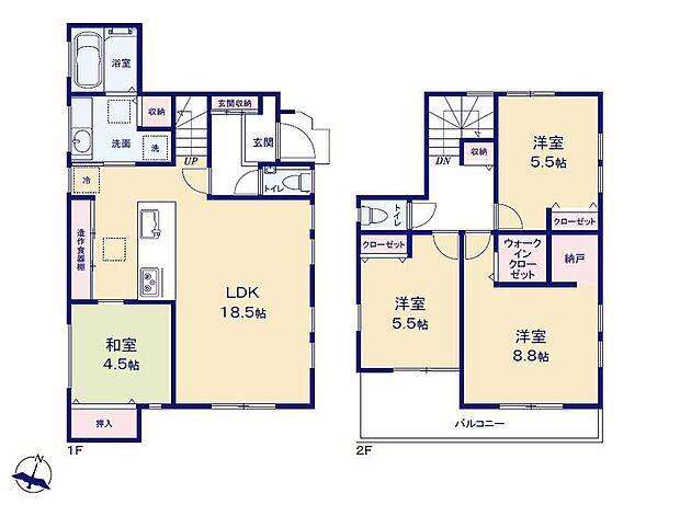 価格5480万円、4LDK、土地面積106.39m2、建物面積100.19m2