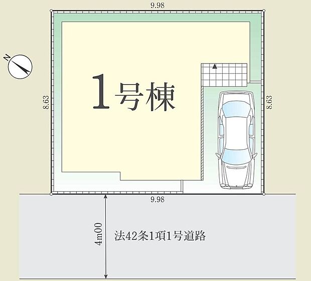☆全体区画図☆
カースペース1台可♪前面道路は車通りが多くないので、お車の出し入れもラクラクです♪