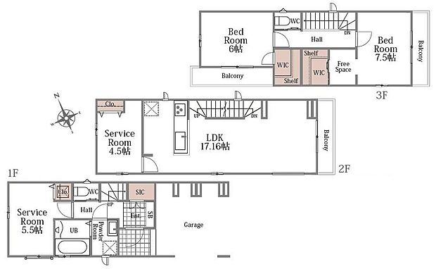 (A号棟)、価格6090万円、2LDK+2S、土地面積69.24m2、建物面積116m2