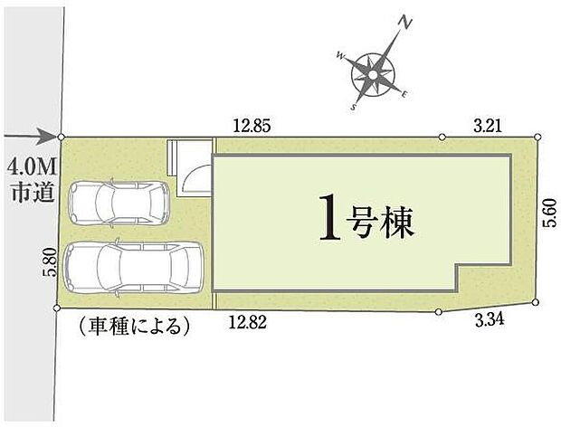 【全体区画図】カースペース並列２台可能です。
