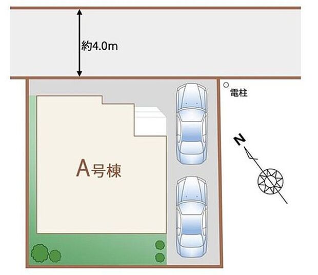 【全体区画図】カースペース2台可能です。