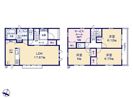 間取図（3LDK+納戸・17.87帖LDK）